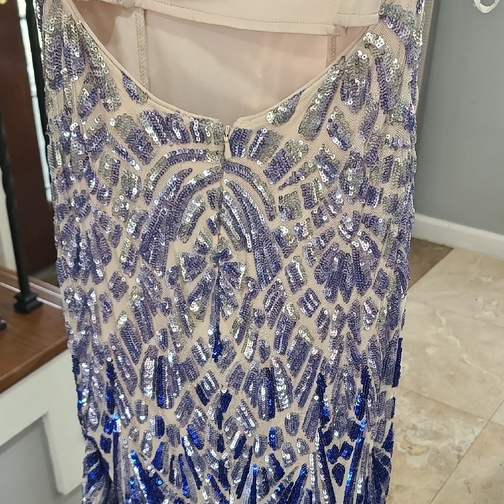 Jovani Silver and Purple Sequin Prom Dress - Picture 9 of 15